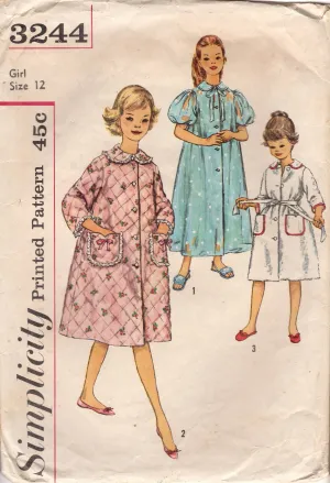 1950's Simplicity Child's Robe with Patch pockets and Puff Pockets - Chest 30" - No. 3244