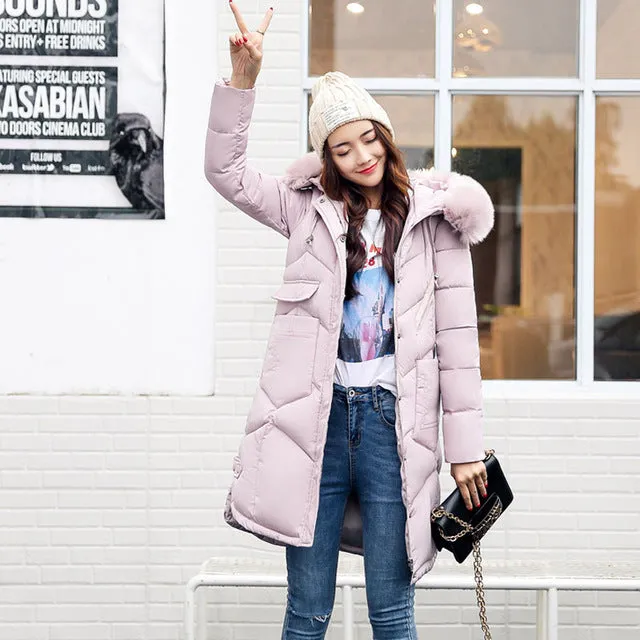 2017 winter women hooded coat fur collar thicken warm long jacket female plus size 3XL outerwear parka ladies chaqueta feminino