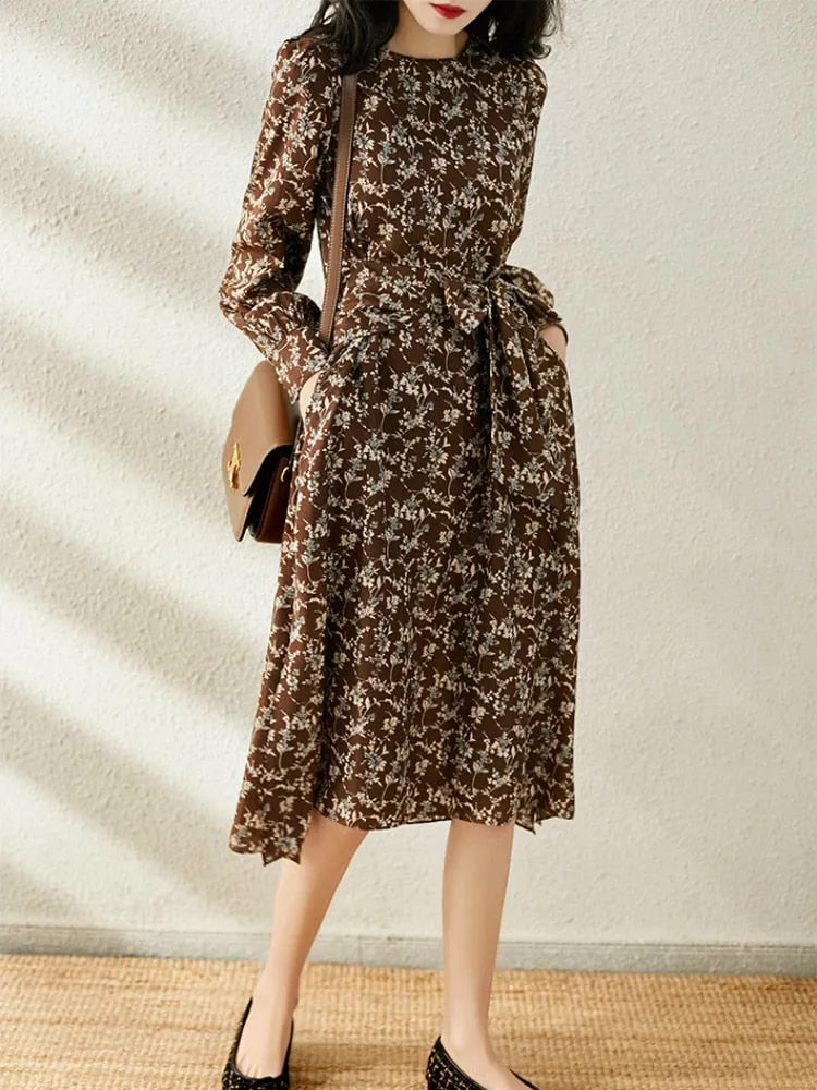 2022 Summer New White Chiffon Dress Gentle Wind Closing Waist Aging Long Skirt Super Fairy Mid Length Skirt Dresses for Women