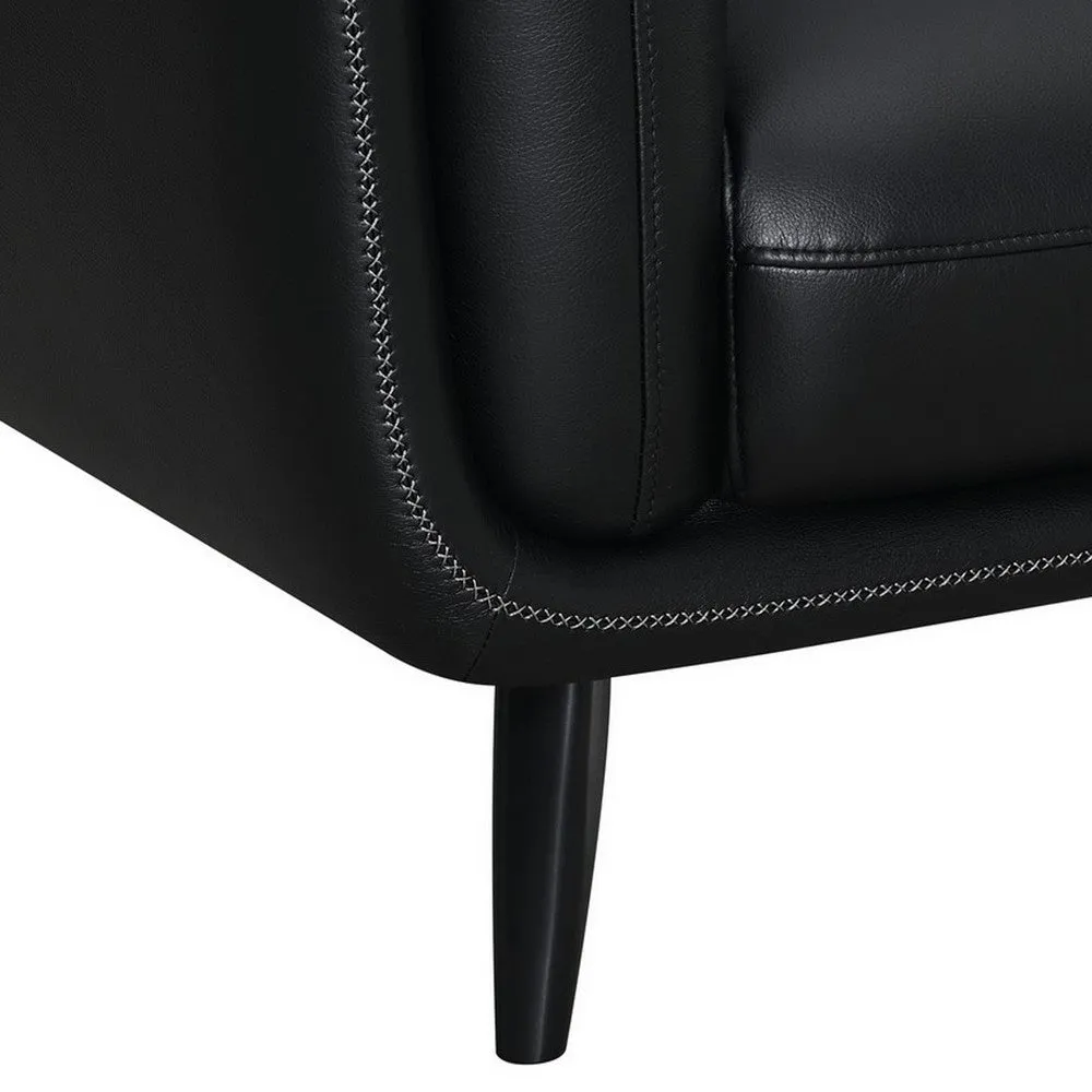 41 Inch Tuxedo Style Accent Chair, Double Track Arms, Black Faux Leather By Casagear Home