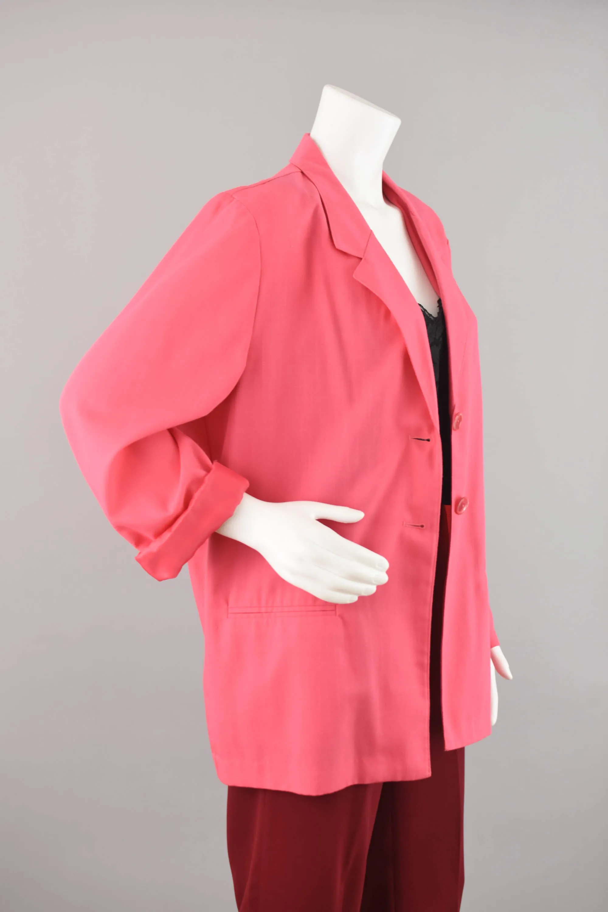 80s Pink Barbiecore Boyfriend Blazer, Women's Size 14