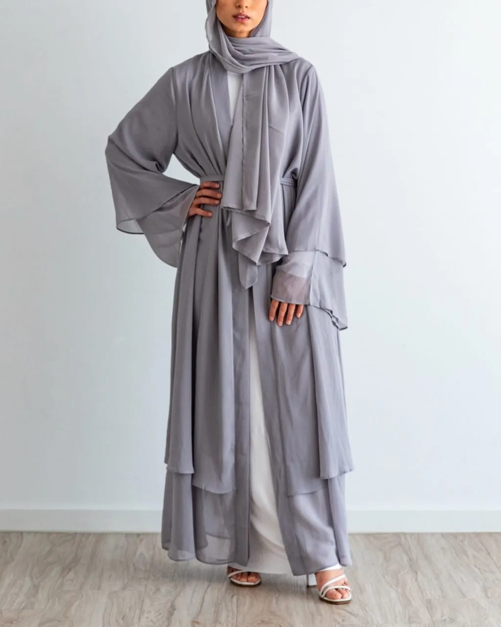 Aisha Abaya with Hijab - Silver