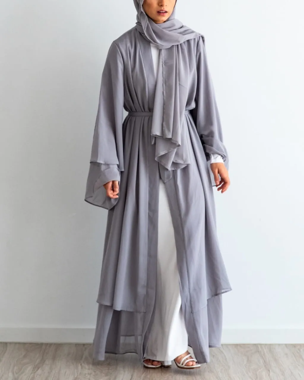 Aisha Abaya with Hijab - Silver