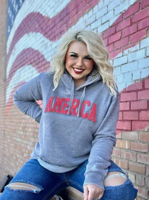 America Red Applique Hooded Sweatshirt by Texas True Threads