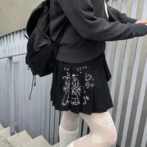 Anime Print Mini Skirt Women 2024 Faldas Mujer De Moda Japanese Jupe High Waist A-line Saia Sweet Cute Pleated Y2k Skirts 63b353