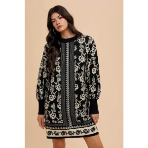 Annie Wear Floral Jacquard Sweater Dress in Luxury Fashion for Woman
