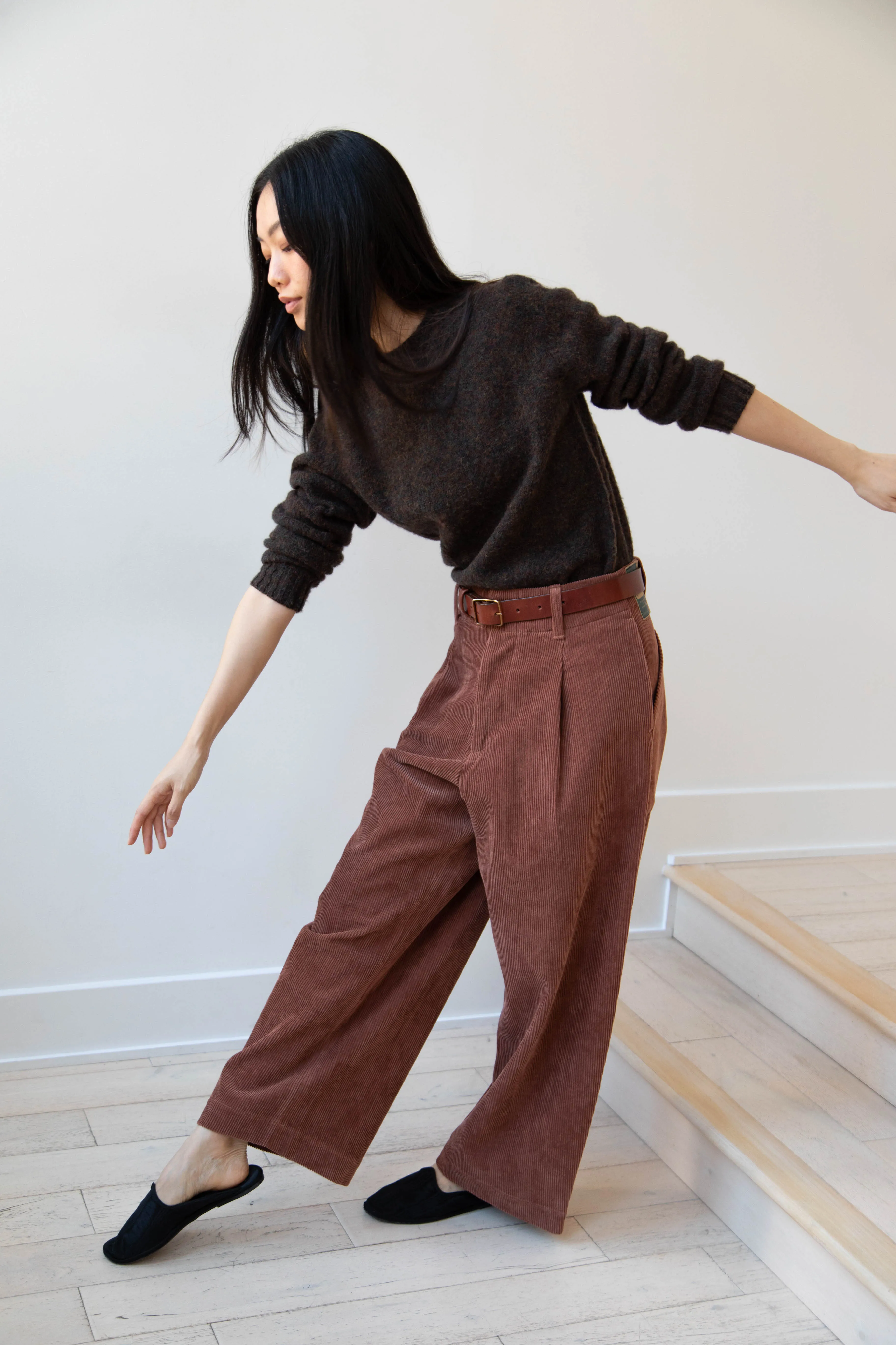 Aseedonclöud | HW Wide Corduroy Trousers in Brick