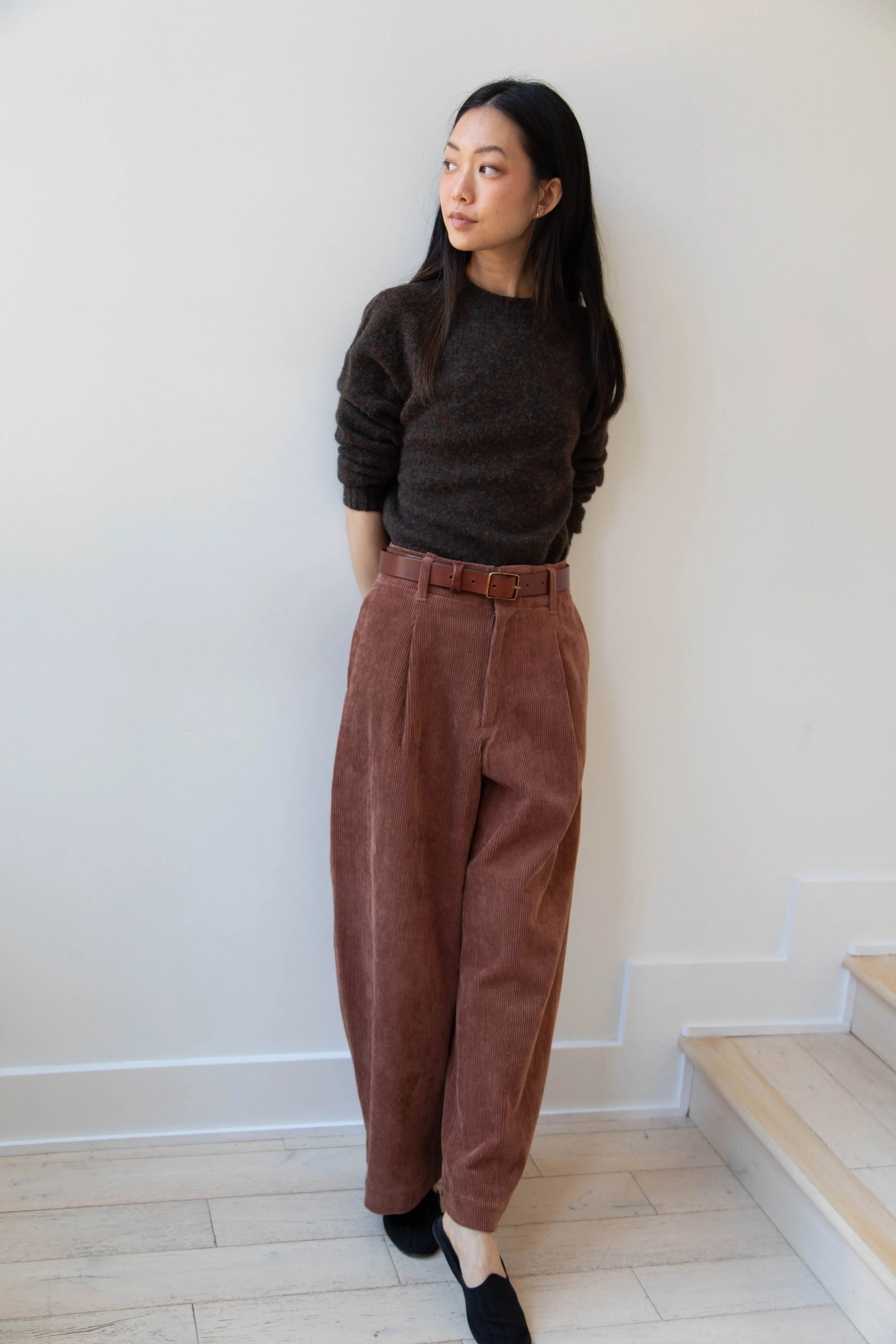 Aseedonclöud | HW Wide Corduroy Trousers in Brick