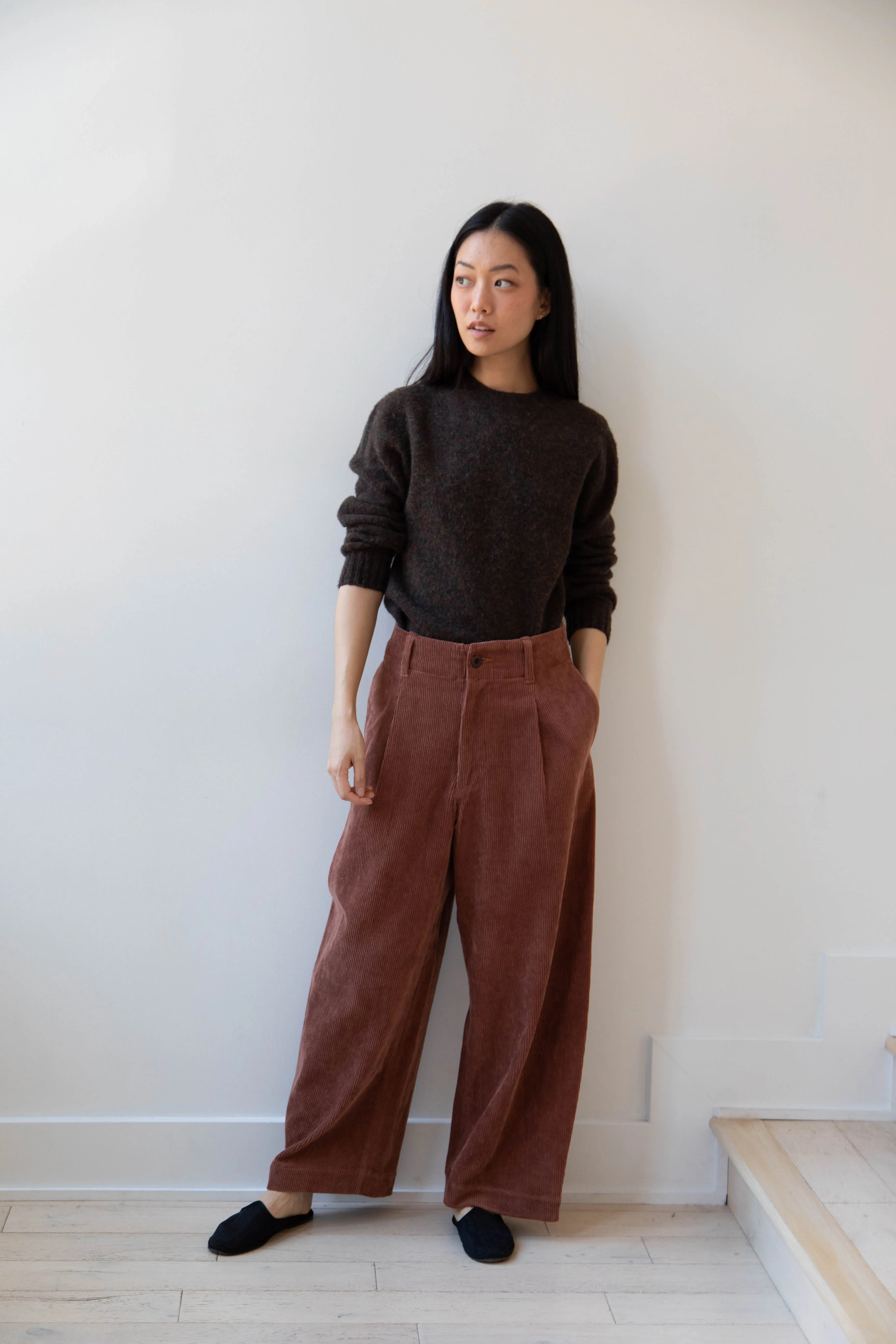Aseedonclöud | HW Wide Corduroy Trousers in Brick