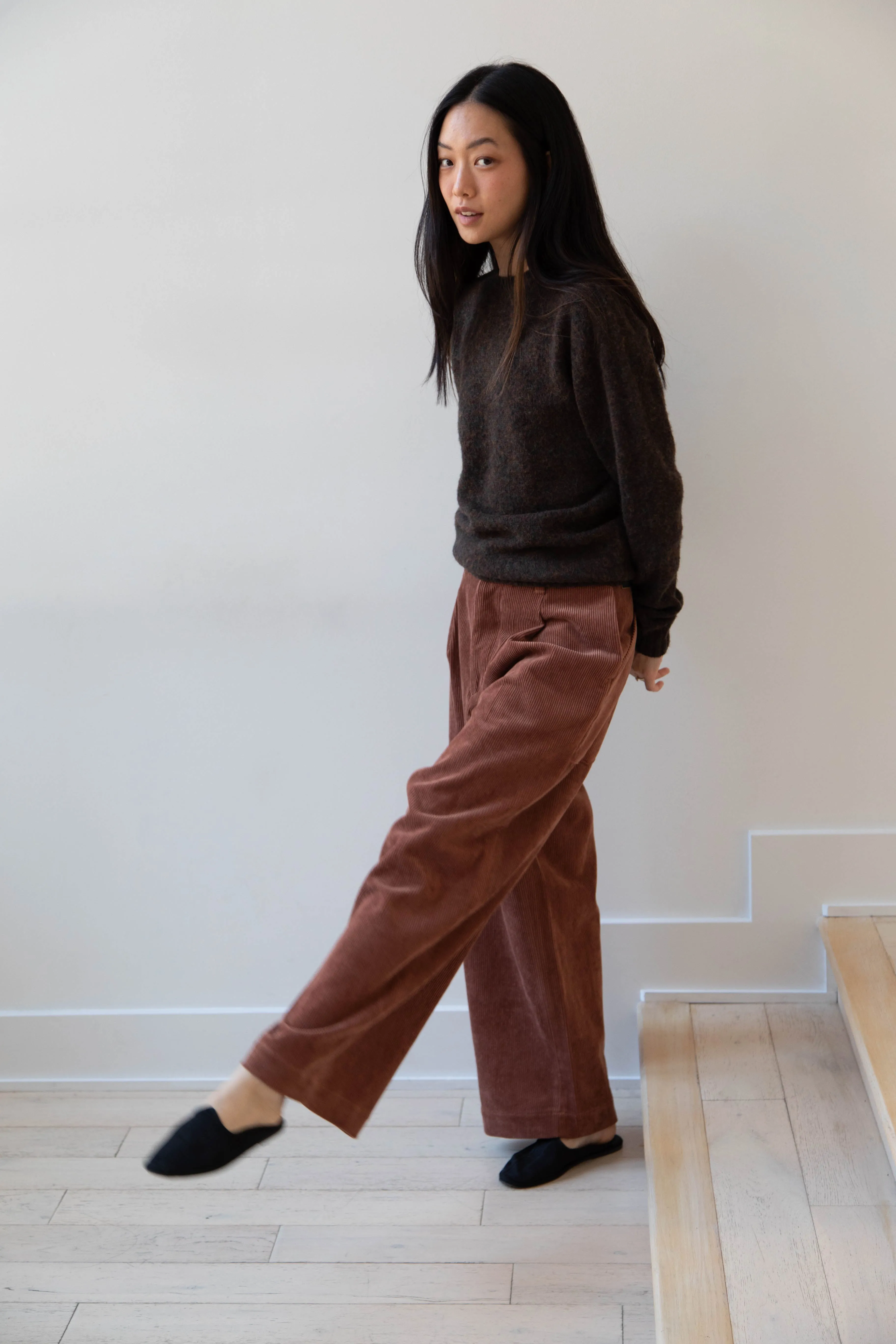 Aseedonclöud | HW Wide Corduroy Trousers in Brick