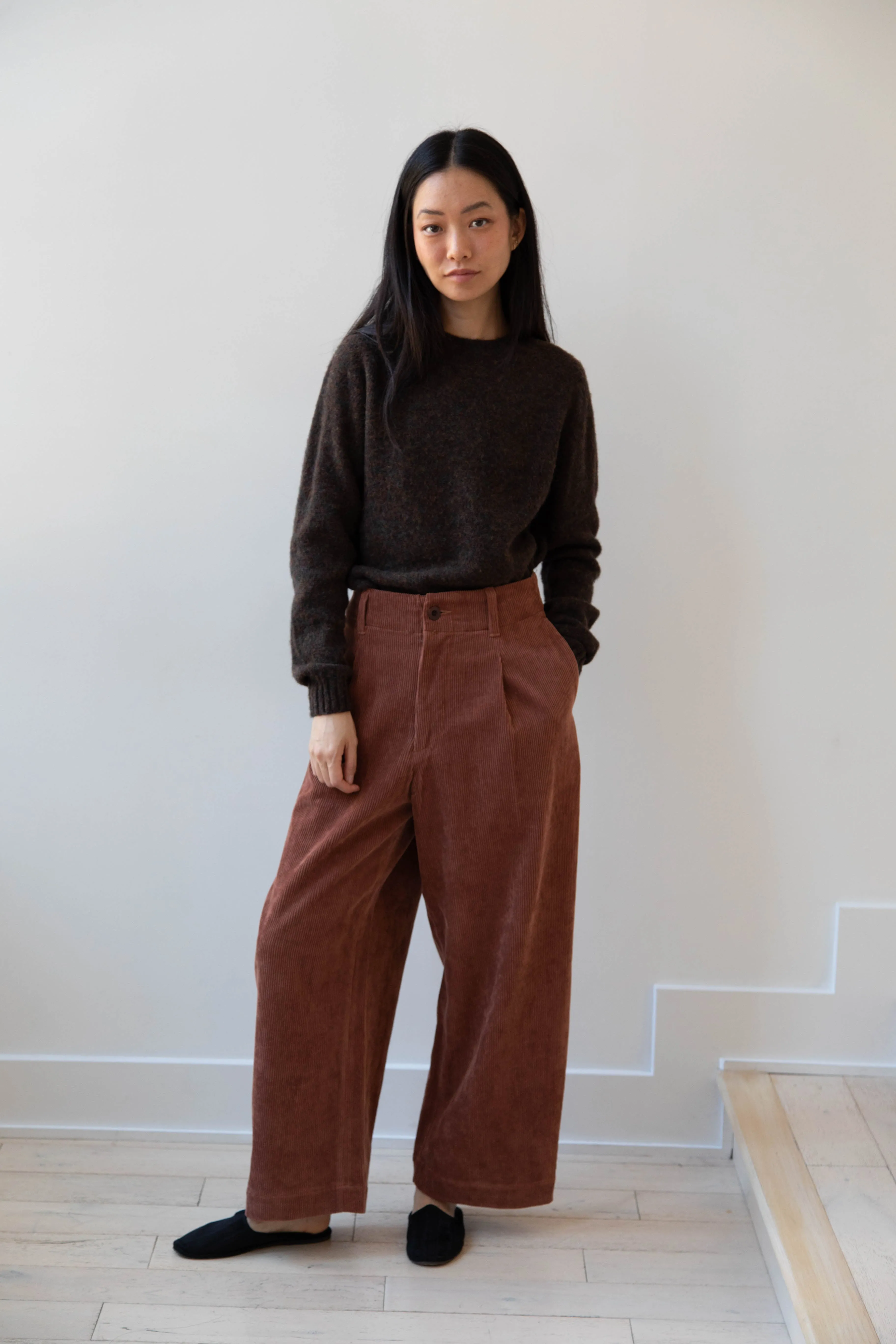 Aseedonclöud | HW Wide Corduroy Trousers in Brick