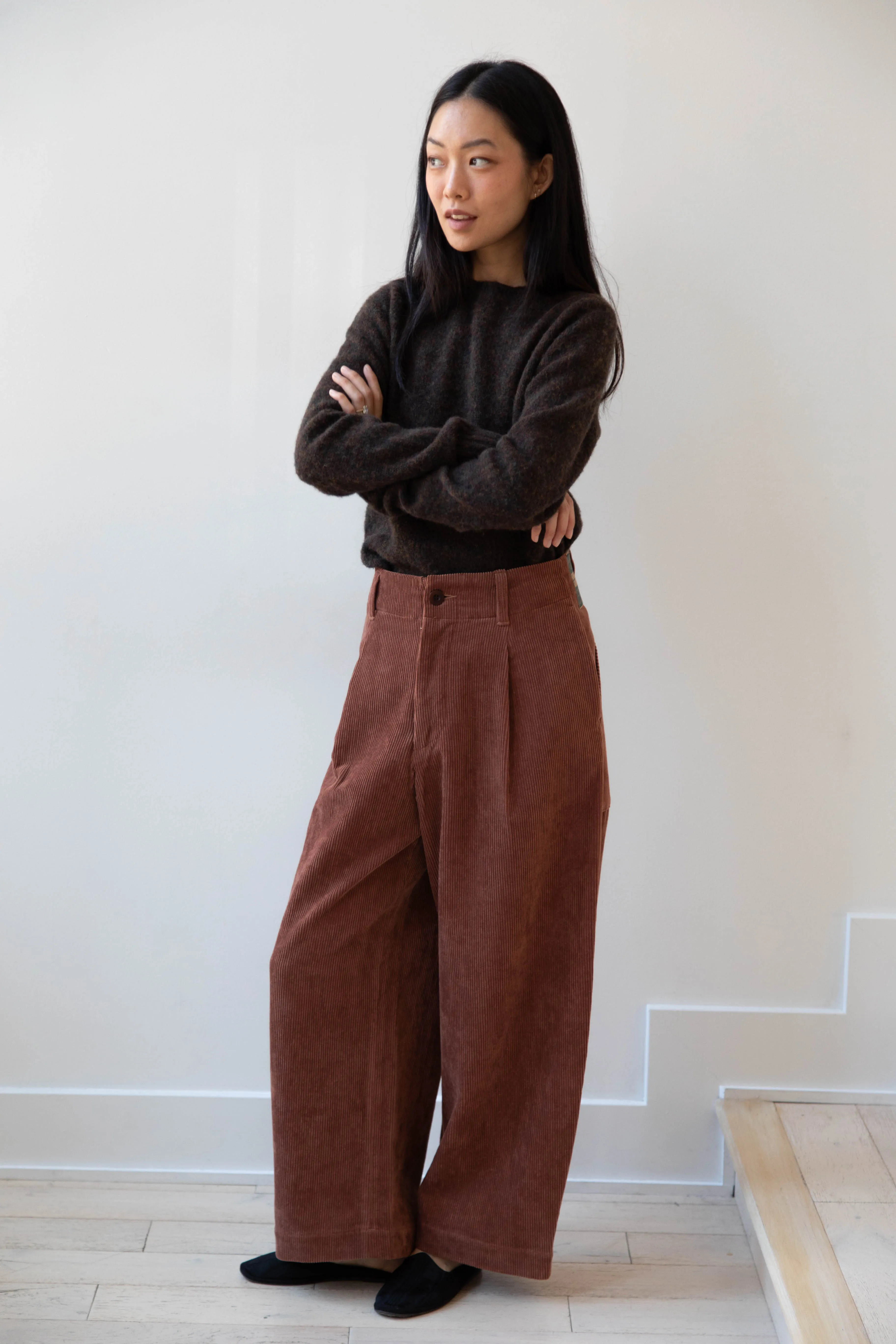 Aseedonclöud | HW Wide Corduroy Trousers in Brick