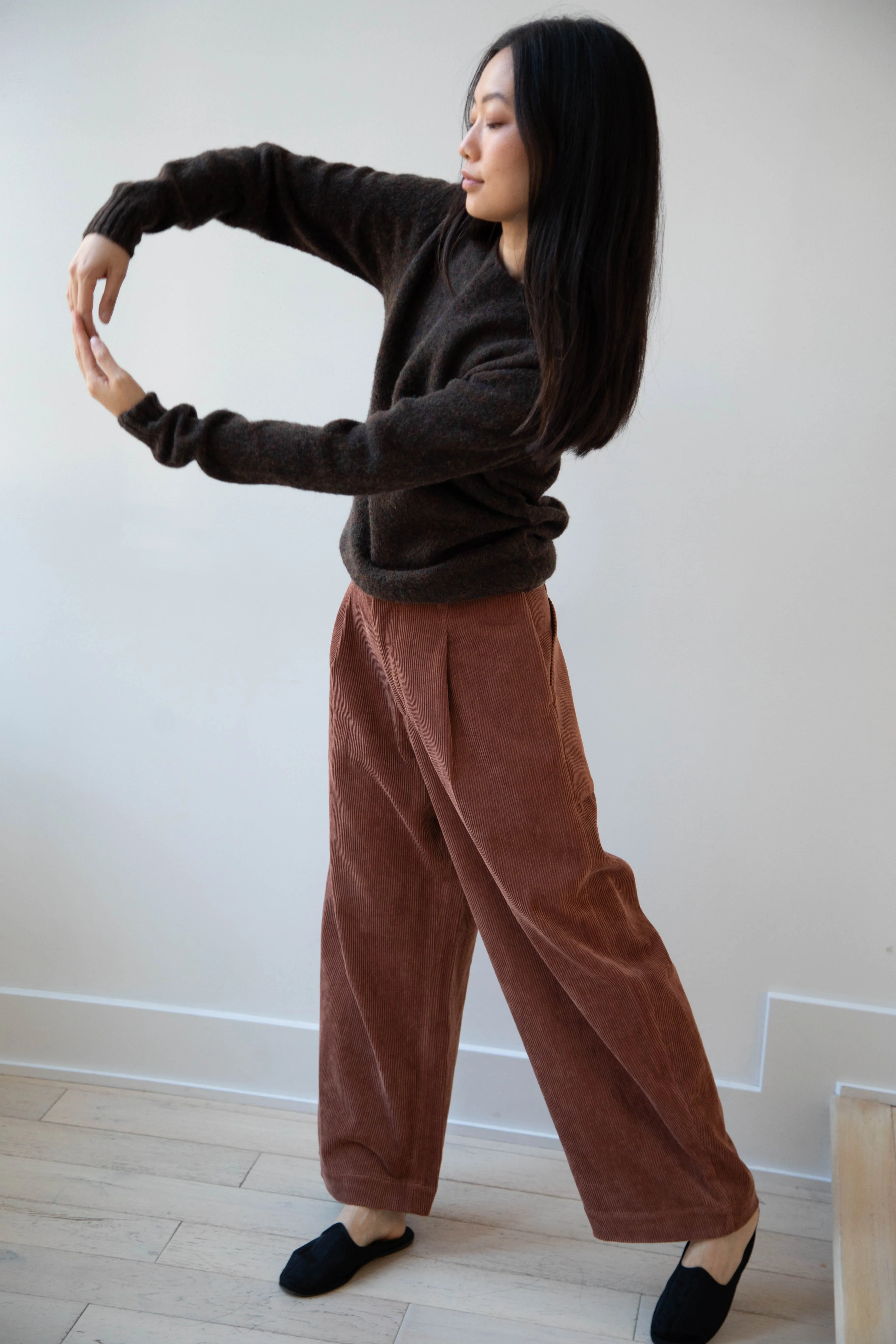 Aseedonclöud | HW Wide Corduroy Trousers in Brick