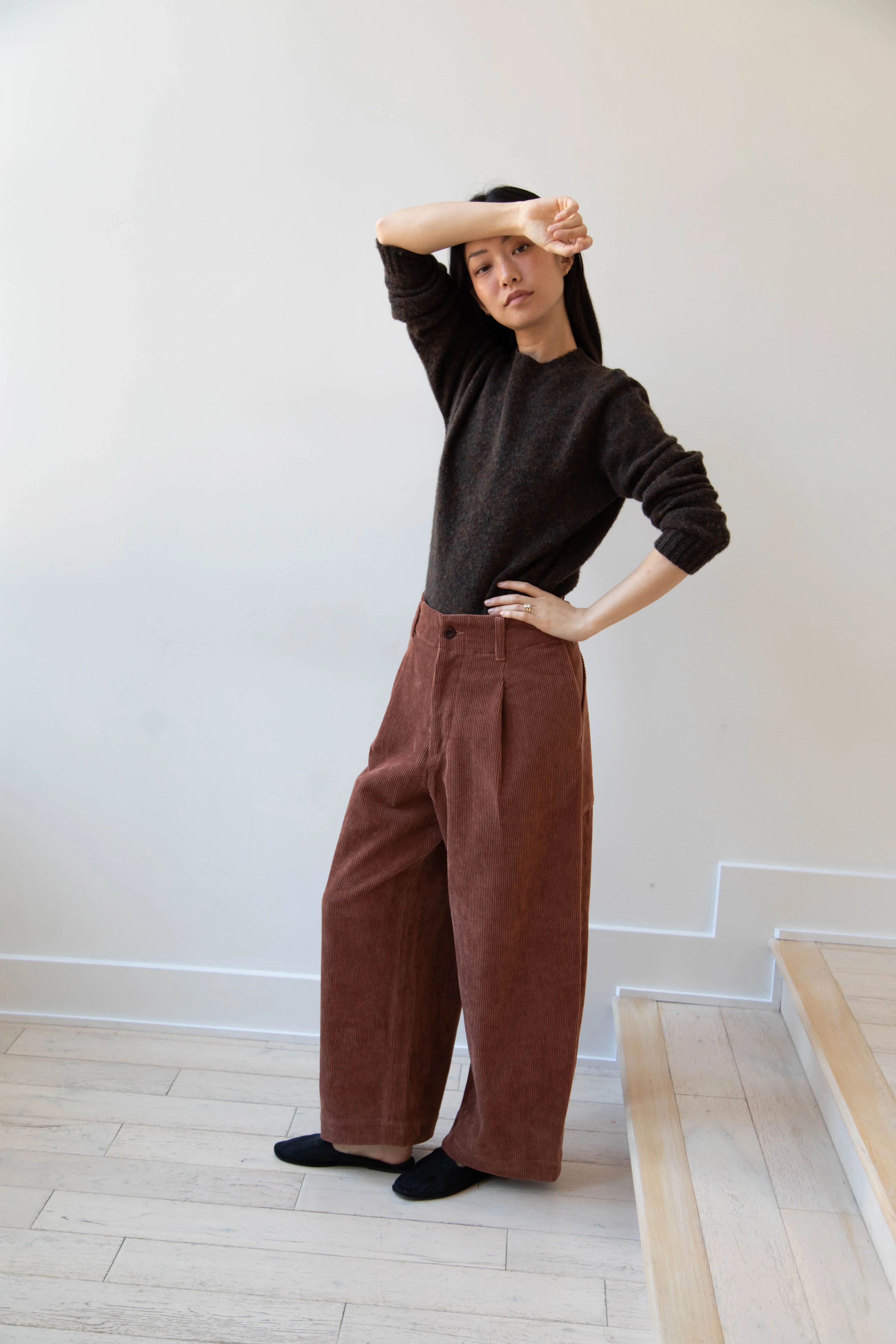 Aseedonclöud | HW Wide Corduroy Trousers in Brick