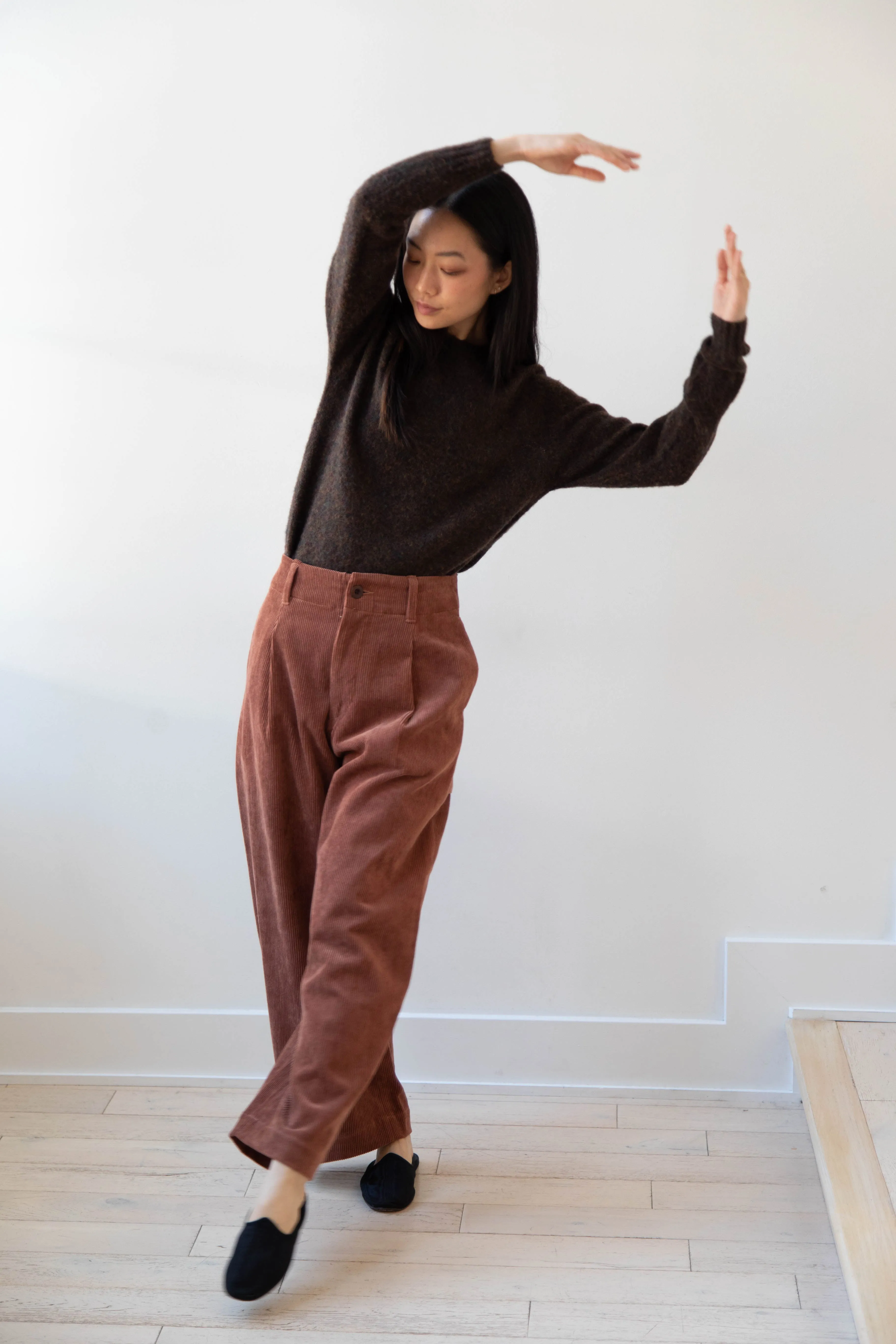 Aseedonclöud | HW Wide Corduroy Trousers in Brick