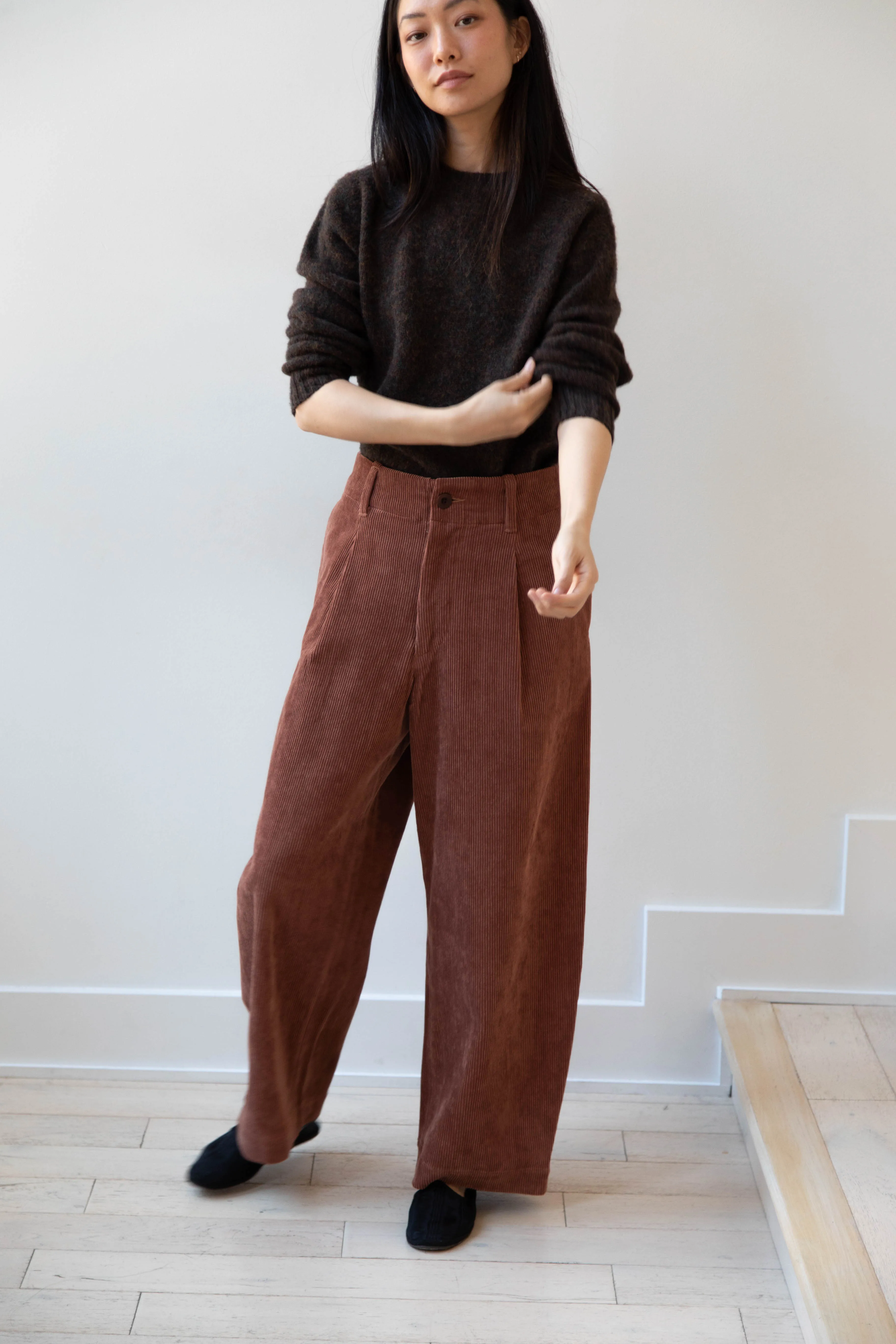 Aseedonclöud | HW Wide Corduroy Trousers in Brick