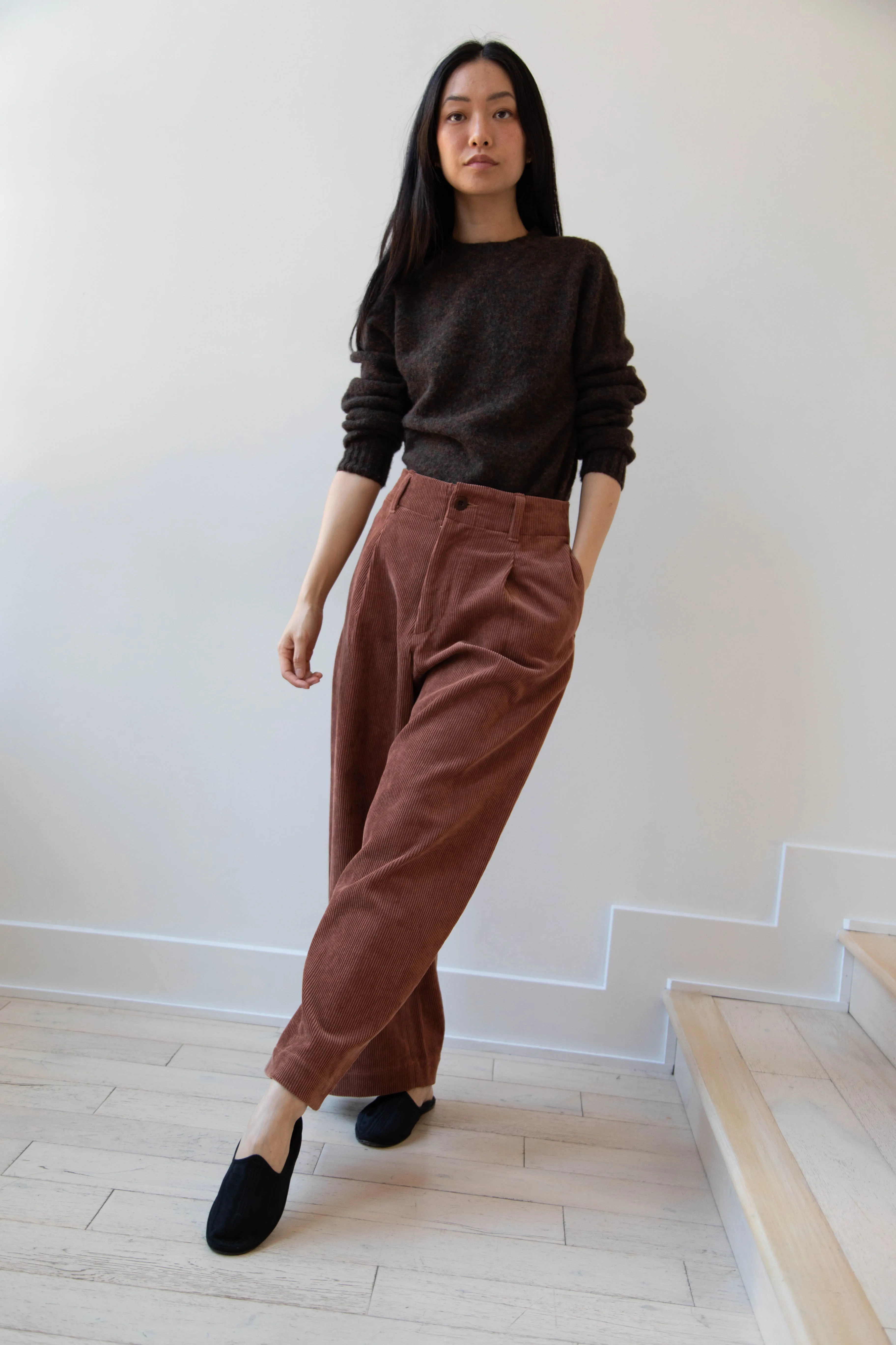 Aseedonclöud | HW Wide Corduroy Trousers in Brick