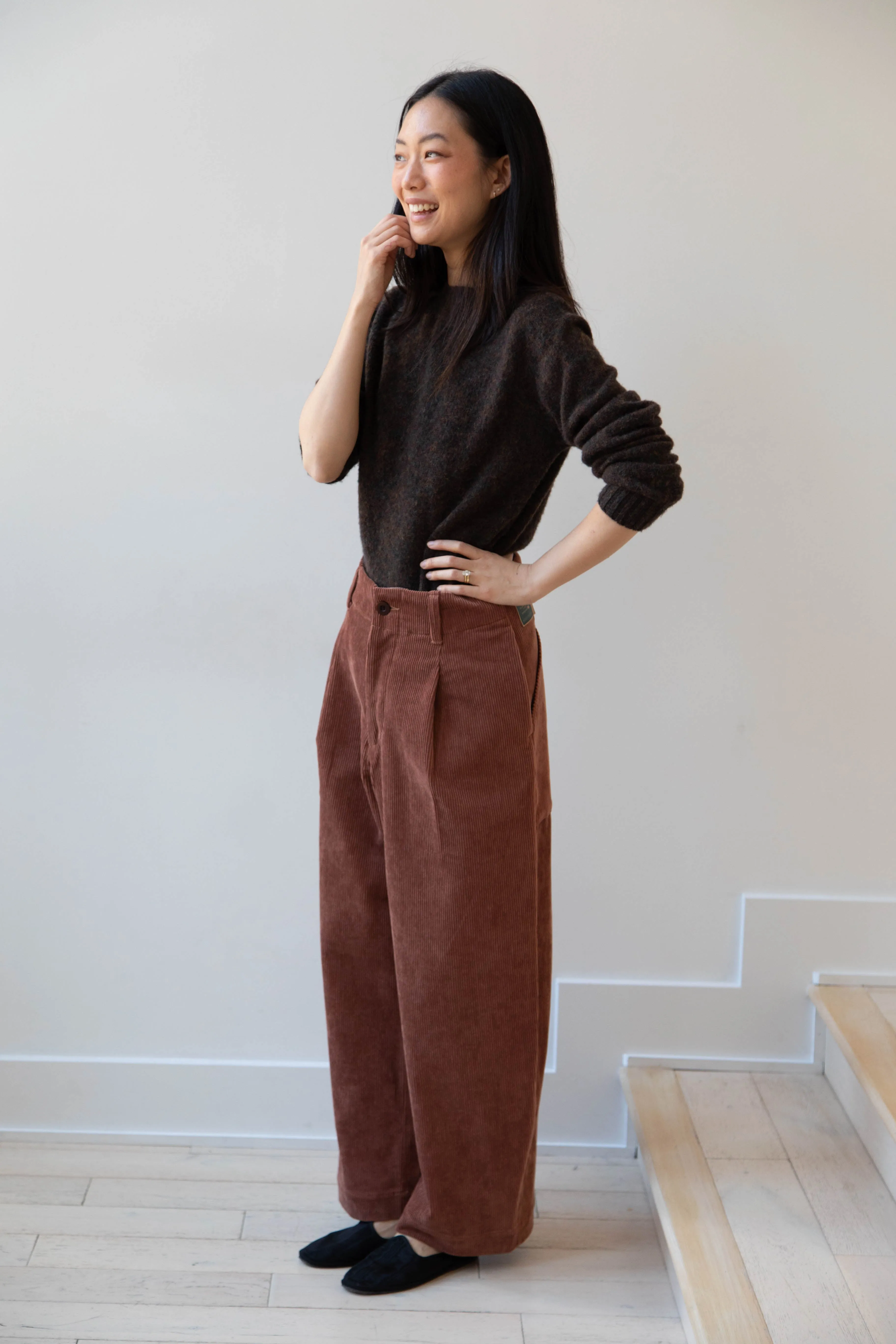 Aseedonclöud | HW Wide Corduroy Trousers in Brick