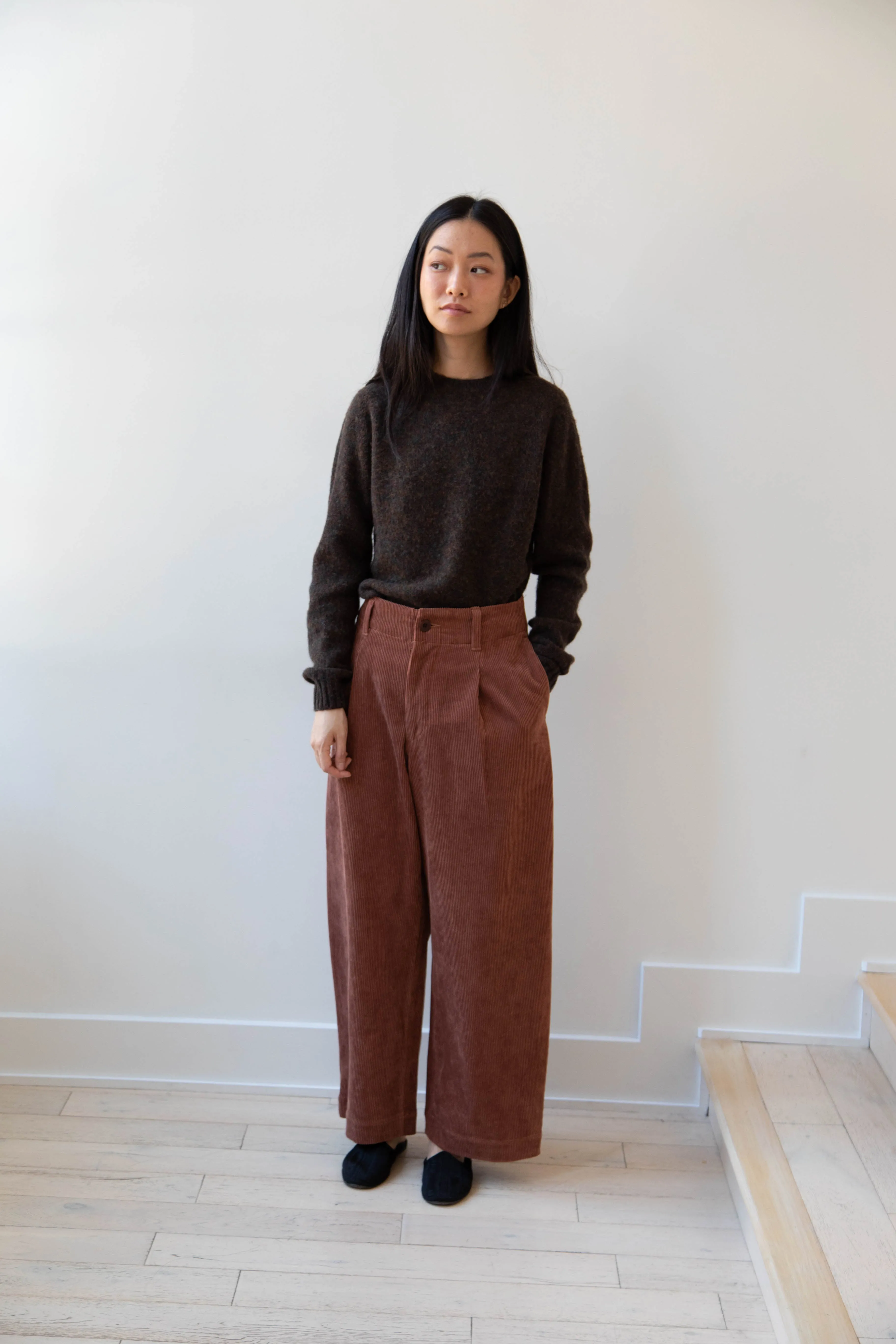 Aseedonclöud | HW Wide Corduroy Trousers in Brick