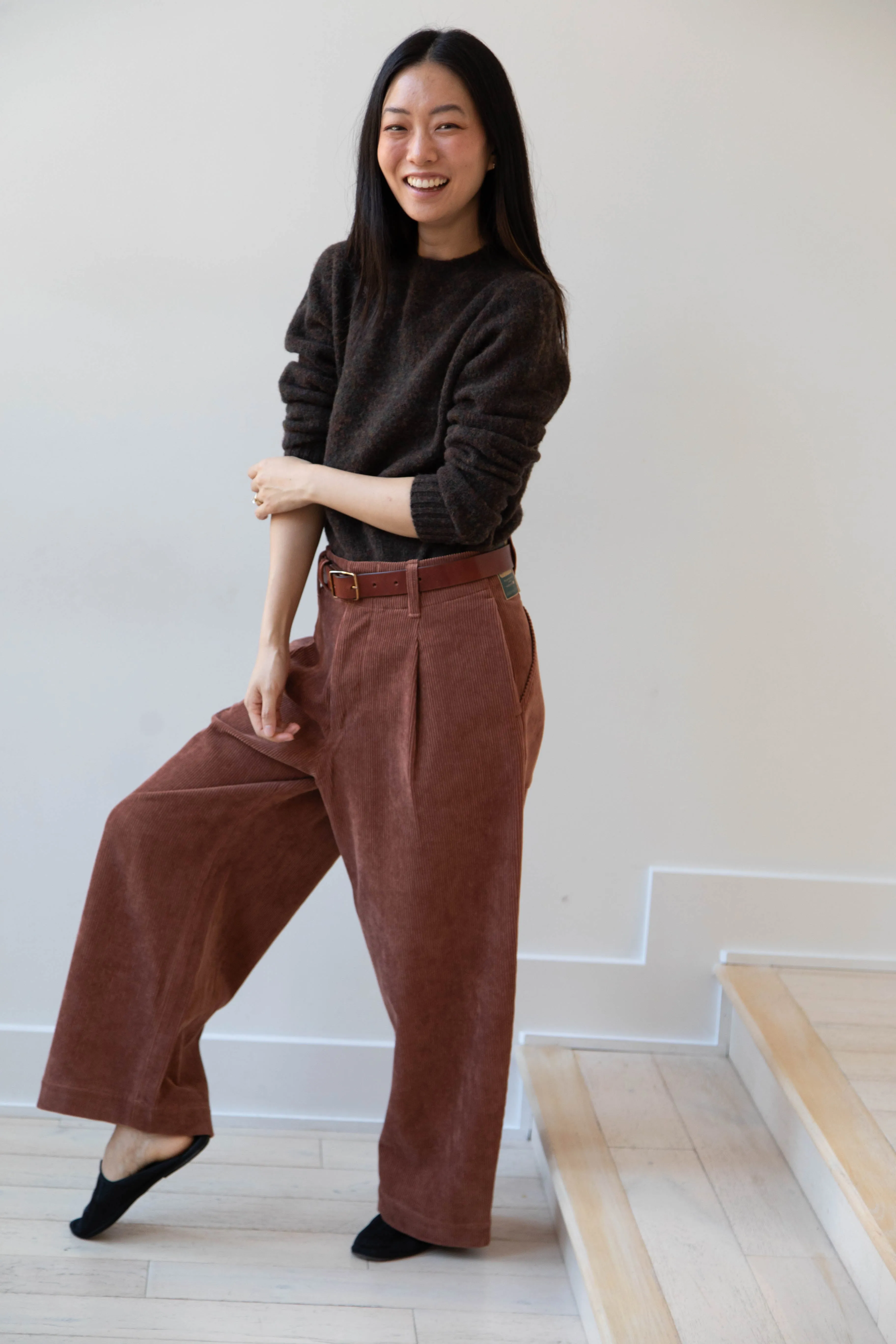 Aseedonclöud | HW Wide Corduroy Trousers in Brick