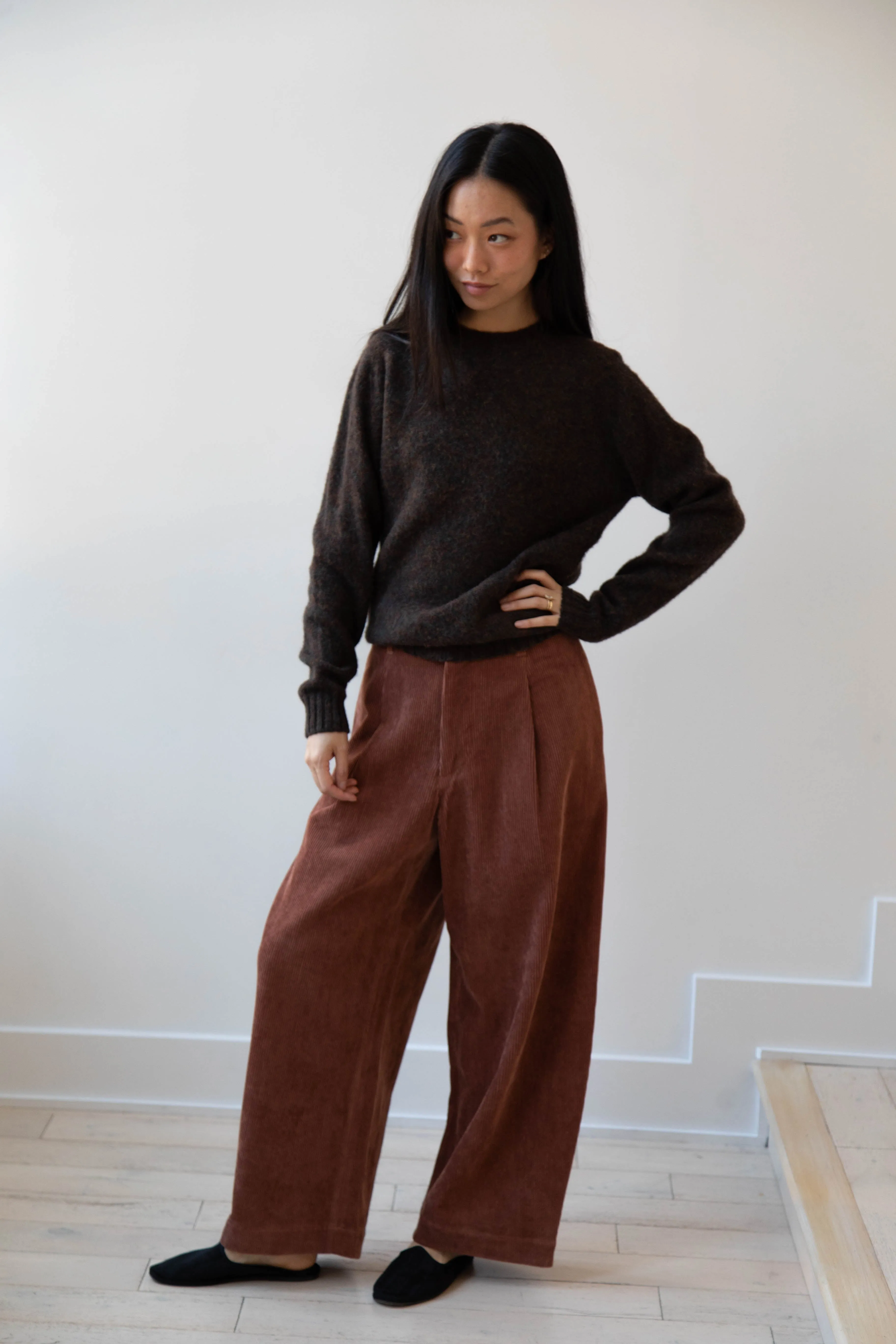 Aseedonclöud | HW Wide Corduroy Trousers in Brick