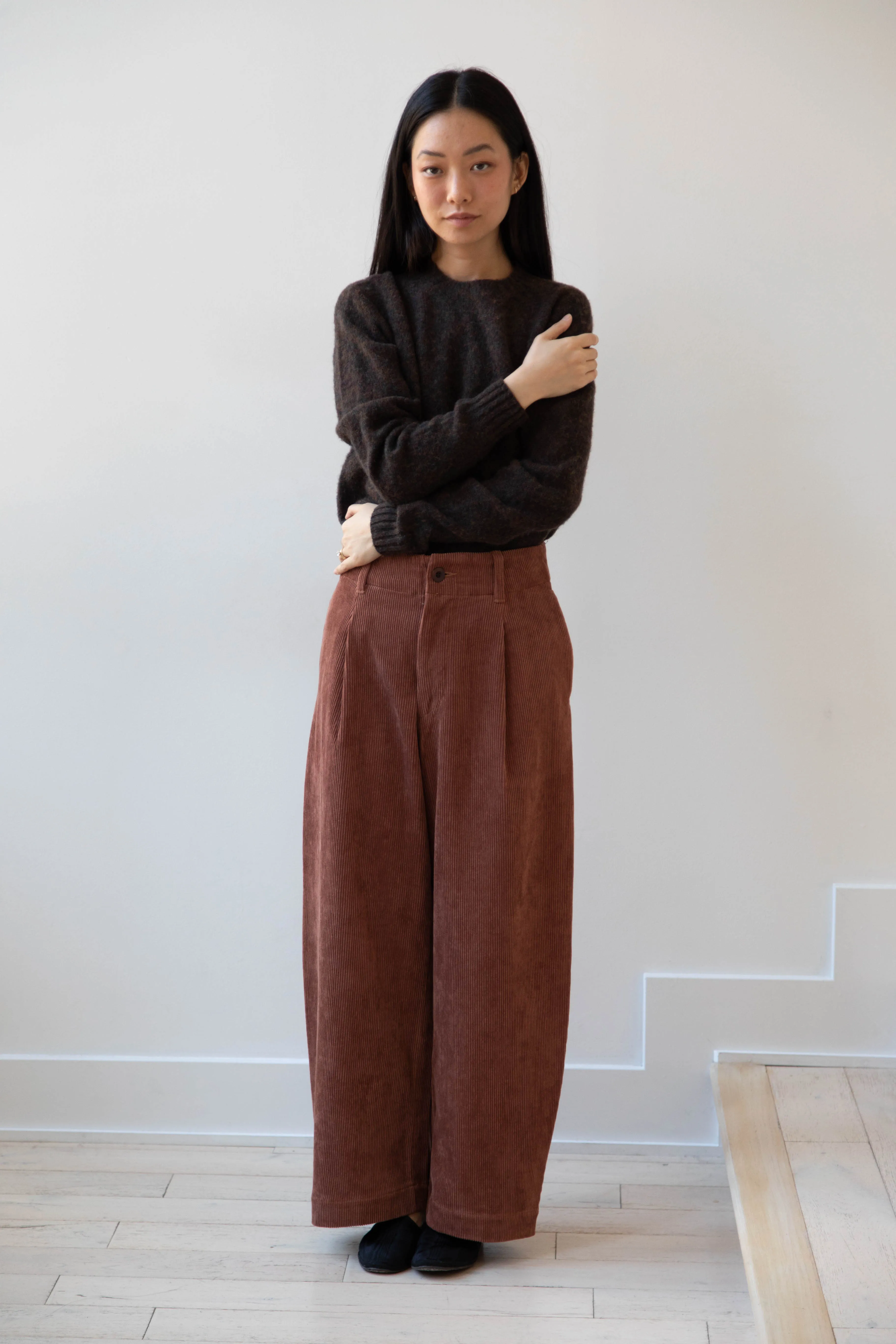 Aseedonclöud | HW Wide Corduroy Trousers in Brick