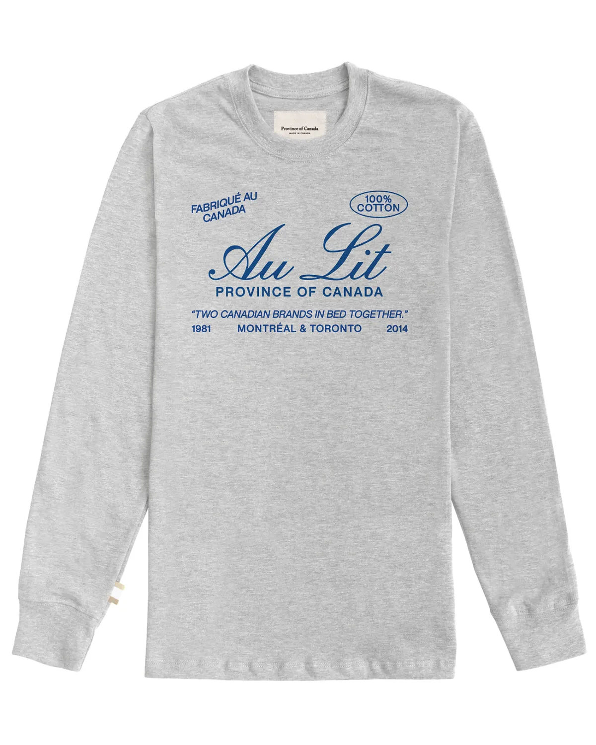 Au Lit x Province of Canada Vintage Logo Tee Grey