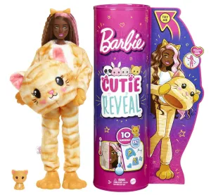 Barbie Cutie Reveal Doll with Kitty Plush Costume & 10 Surprises Including Mini Pet & Color Change