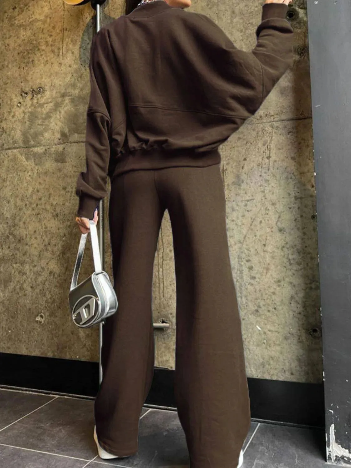 Baseball Collar Zip-Up & Drawstring Pants Set