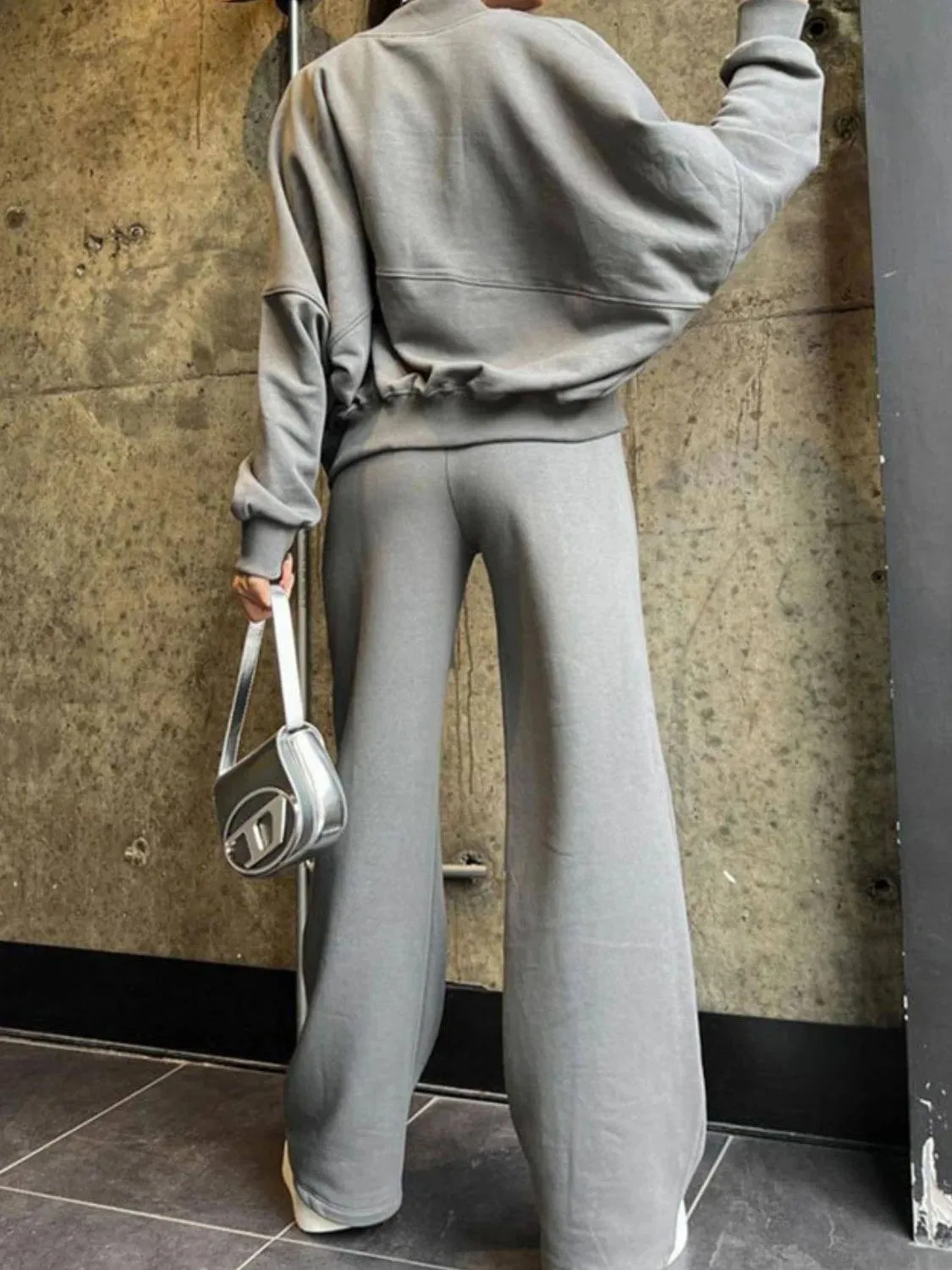 Baseball Collar Zip-Up & Drawstring Pants Set