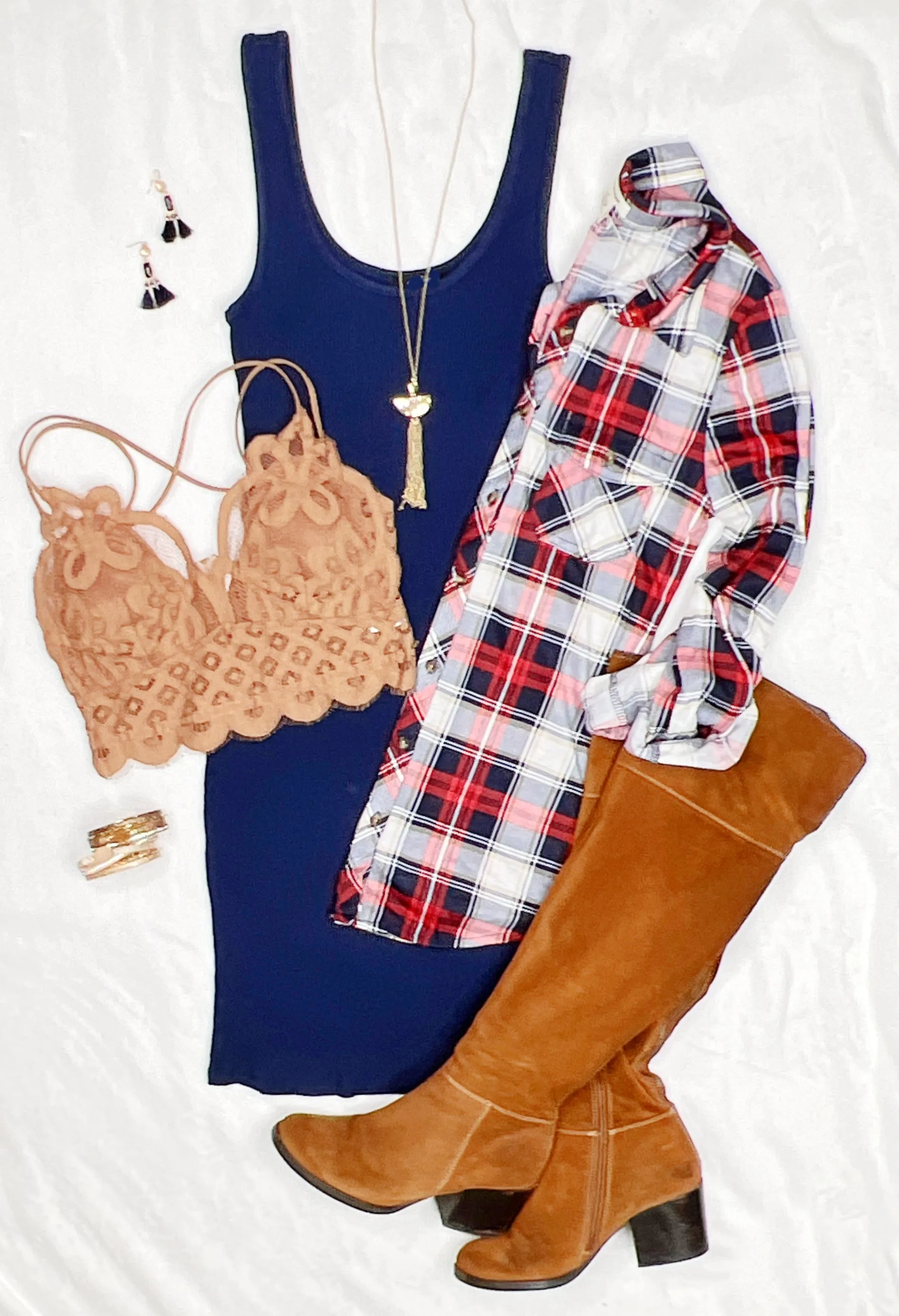 Basic Ribbed Tank Dress - Navy