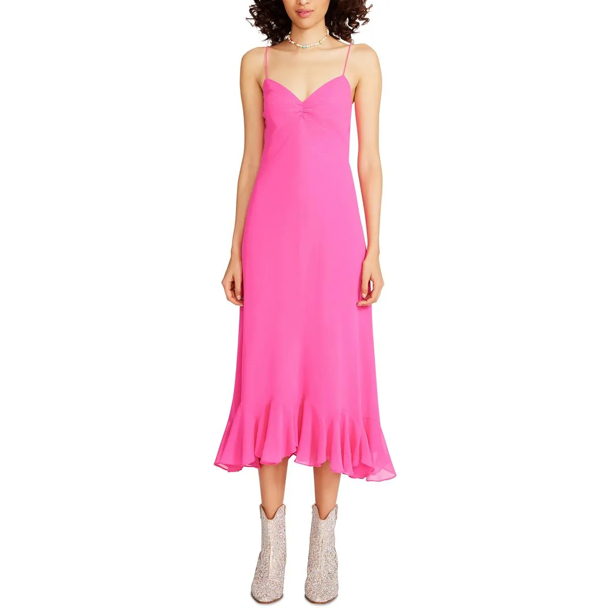 Betsey Johnson Women's Sparkle Stone Embellished Slip Midi Dress
