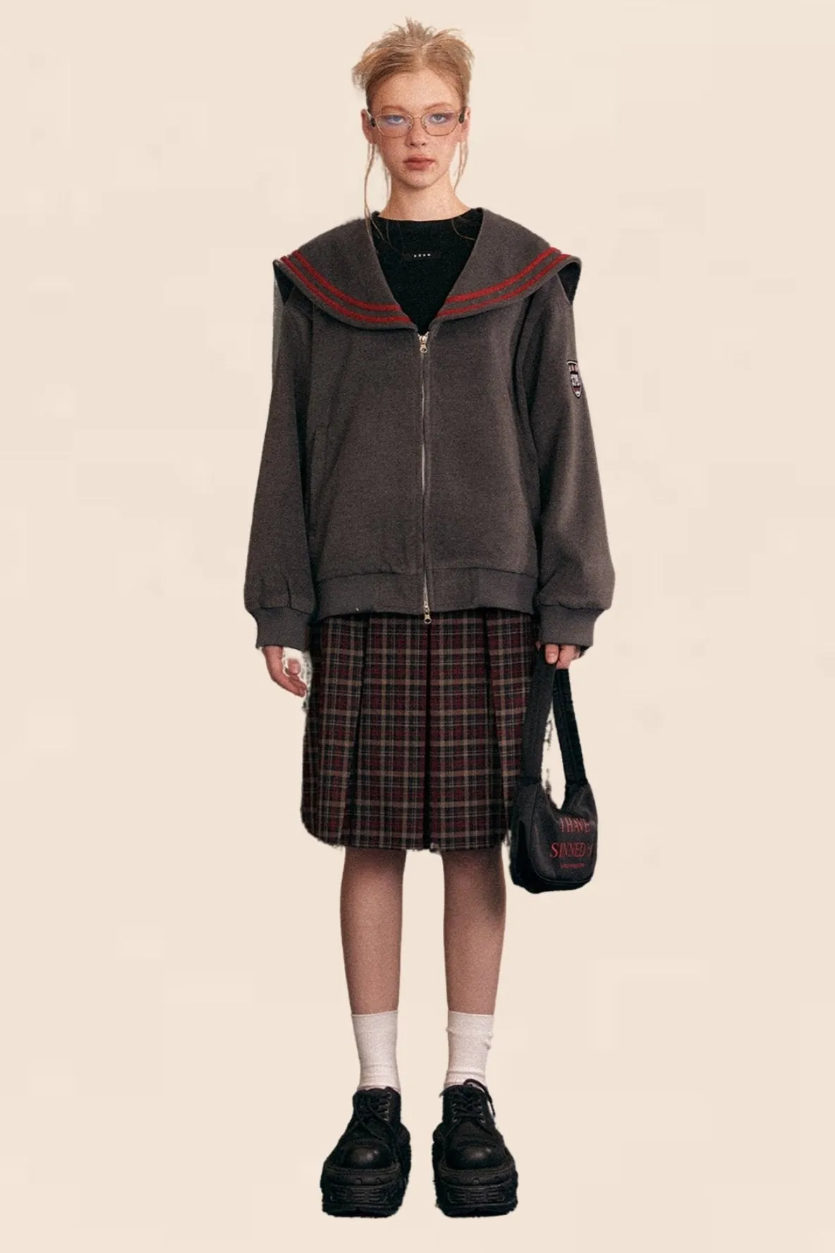 Black And Red Plaid Pleated Skirt