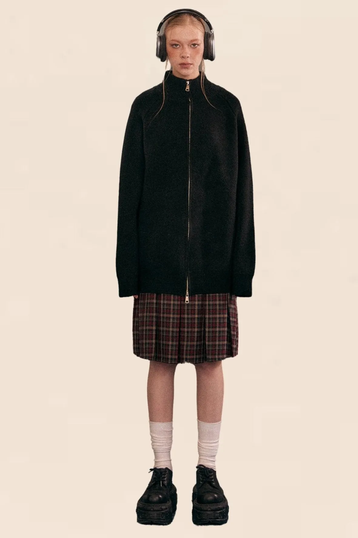Black And Red Plaid Pleated Skirt