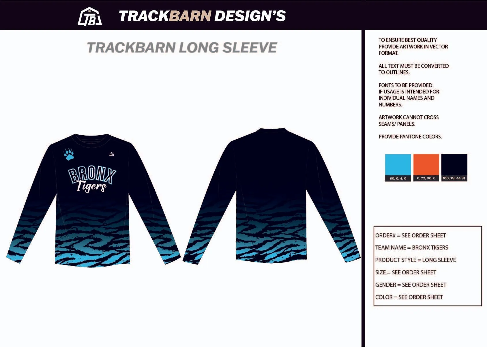 Bronx-Tigers- Mens Stretch Light LS Tee
