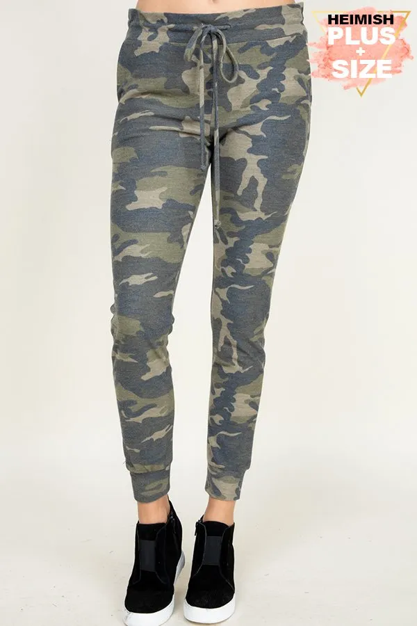 CAMO PRINT JOGGER CASUAL PANTS WITH WAIST BAND AND POCKET
