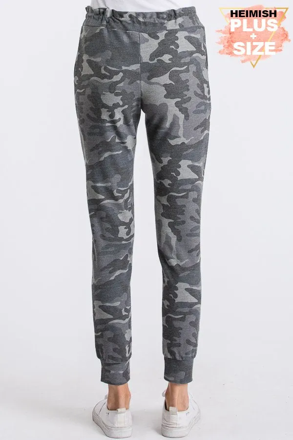 CAMO PRINT JOGGER CASUAL PANTS WITH WAIST BAND AND POCKET