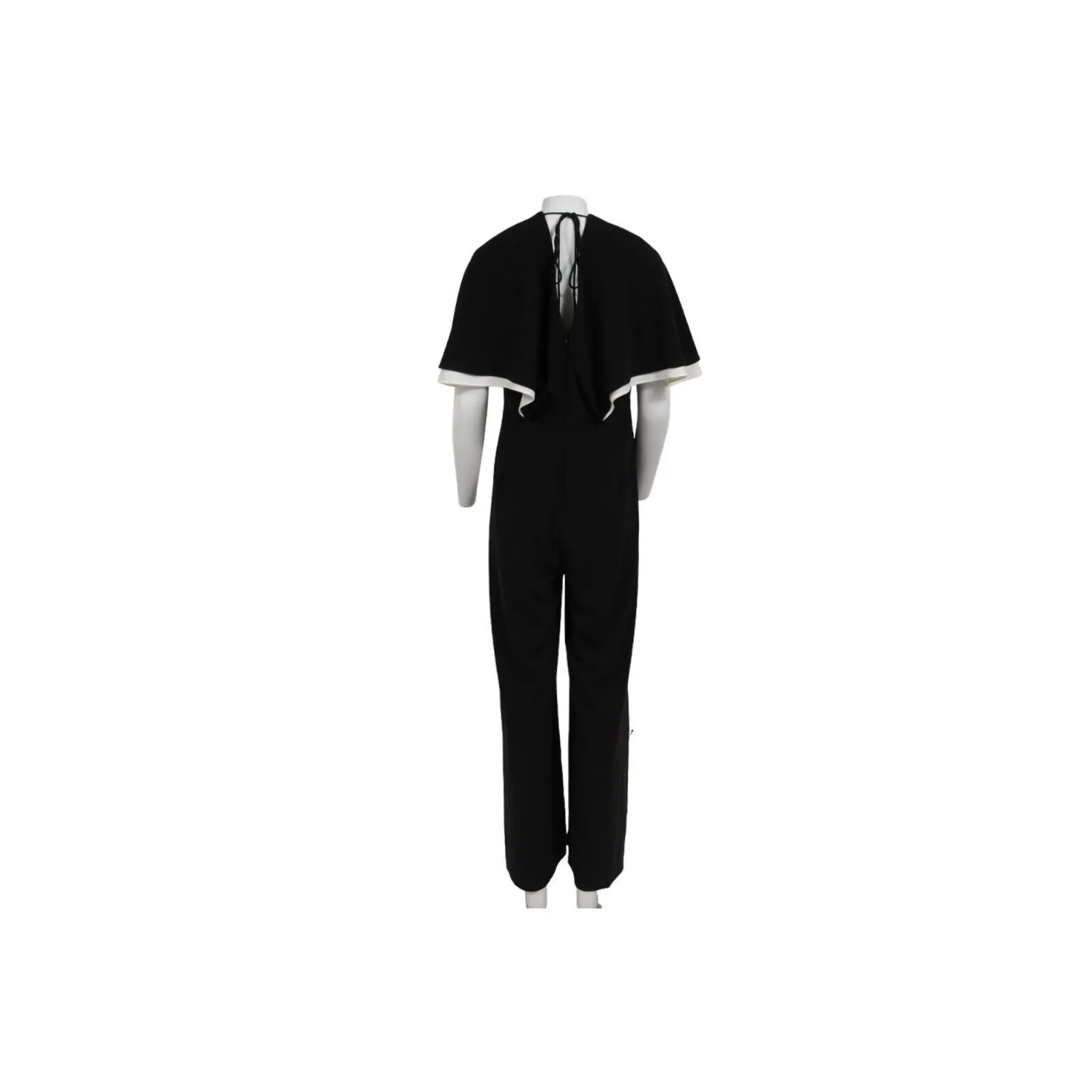 Cape Overlay Jumpsuit US 12 Black White Romper Wide Leg