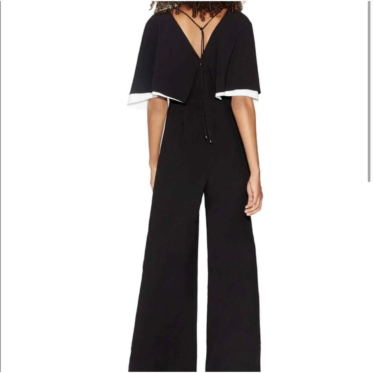 Cape Overlay Jumpsuit US 12 Black White Romper Wide Leg