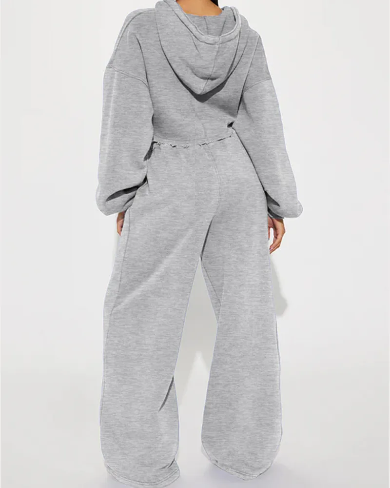 Casual Hooded Hoodies Wide Legs Loose Trousers Suit