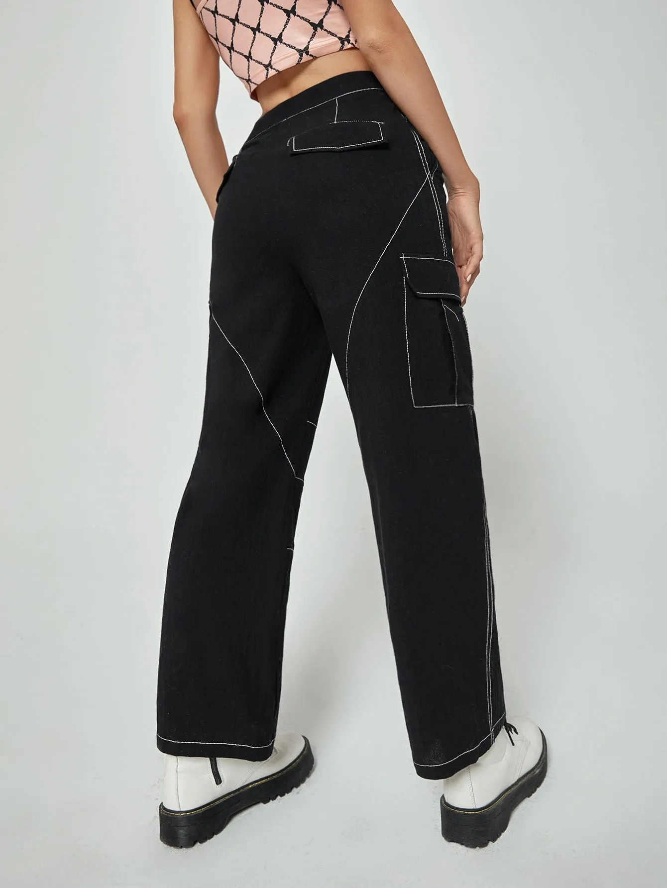Casual Pocket High Waist Long Women Pants