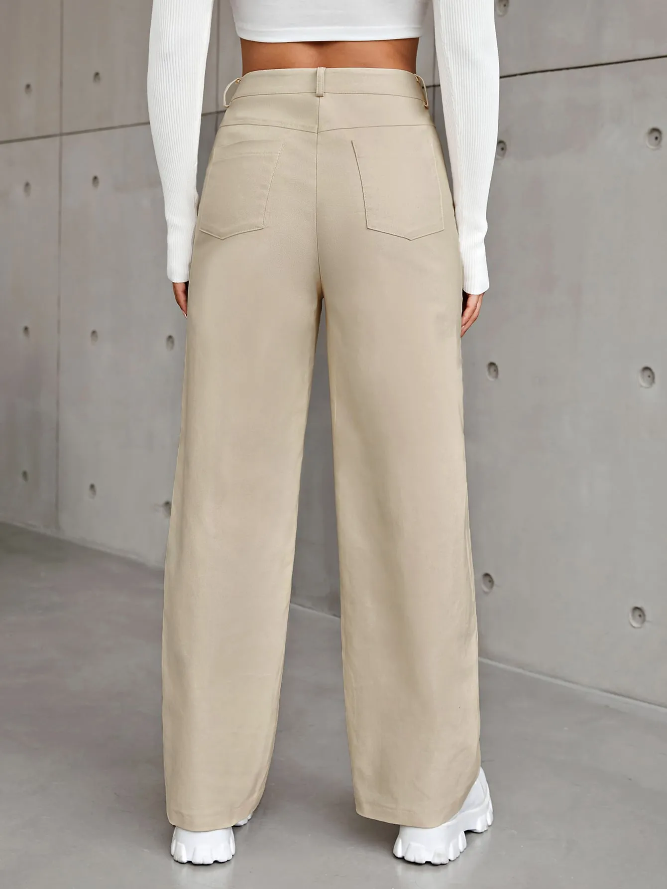 Casual Slogan Zipper High Waist Long Women Pants