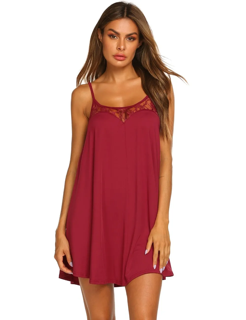 Casual Spaghetti strap lace slip