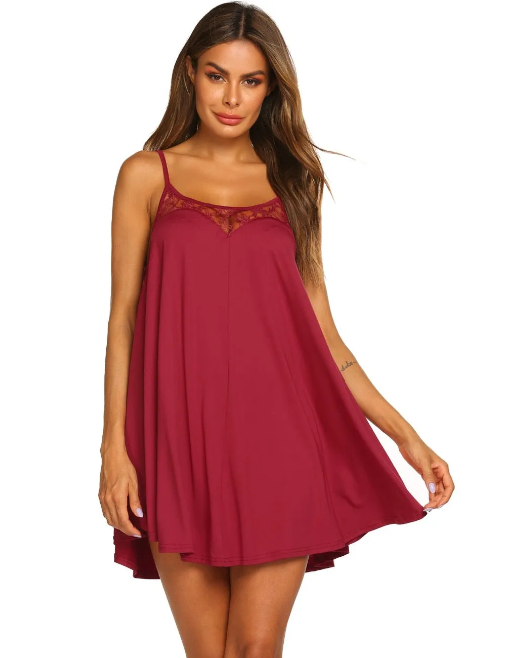 Casual Spaghetti strap lace slip