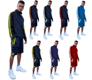 Christopher Two Stripe Cargo Track Jacket Short Set