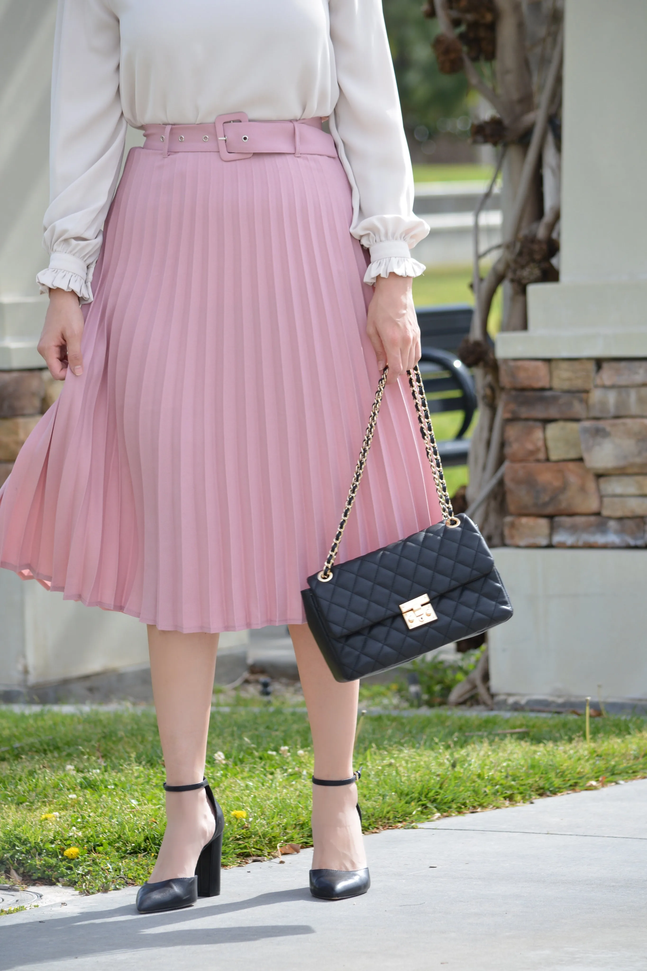 Claudine Mauve Pleated Skirt