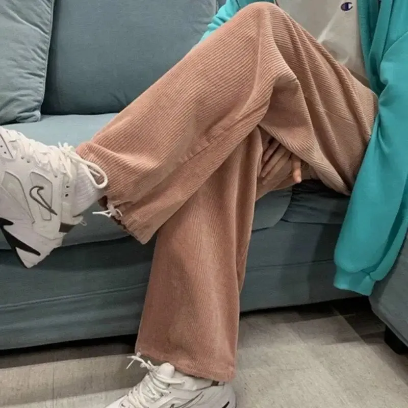 Color Solid Baggy Wide Leg Corduroy Pants