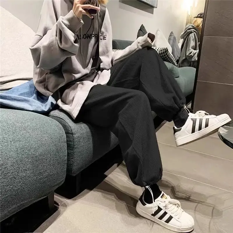 Color Solid Baggy Wide Leg Corduroy Pants