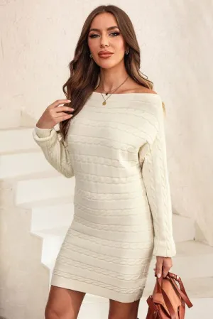 Comfort Drop Shoulder Sweater Cable Knit Dress