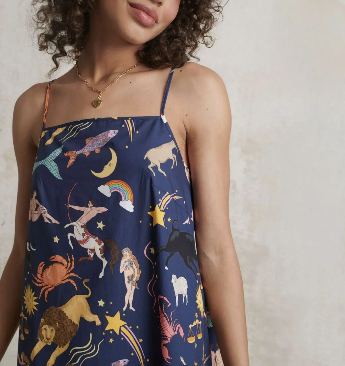 Constellations cotton slip dress